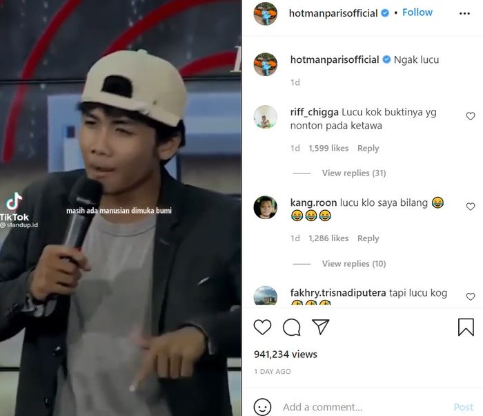 Instagram Hotman Paris__ Hotman Paris geram diroasting Bintang Emon