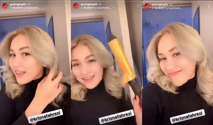 Ayu Ting Ting tunjukkan kemampuannya menata rambutnya pada sang asisten
