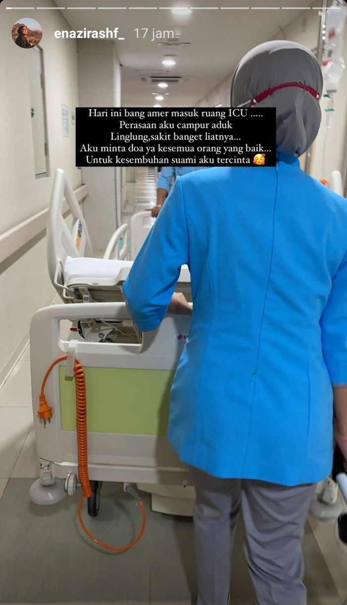 Nadzira Shafa menemani Ameer Azzikra ketika masuk ruang ICU.