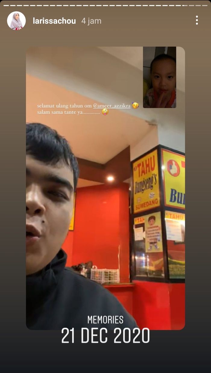 Ucapan selamat ulangtahun Yusuf, anak Larissa Chou dan Alvin Faiz untuk Ameer Azzikra.