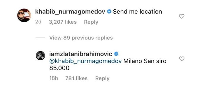 Khabib Nurmagomedov diketahui menantang Zlatan Ibrahimovic lewat slogan ikonisnya pada Jumat (26/11/2021)