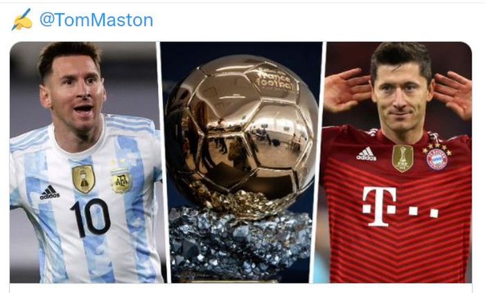 Lionel Messi dan Robert Lewandowski, calon kuat pemenang Ballon d'Or 2021.