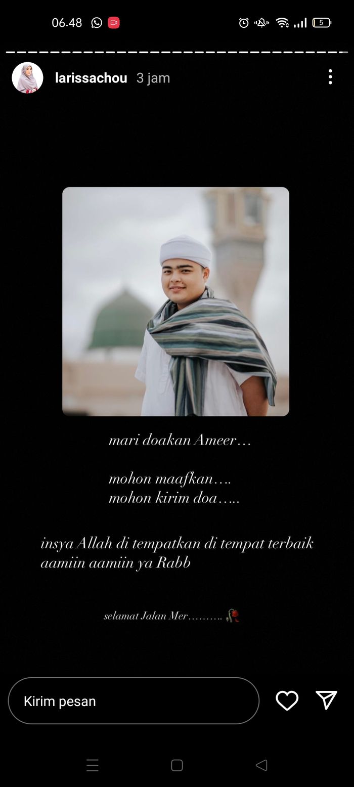 Doa Larissa Chou untuk Ameer Azzikra.