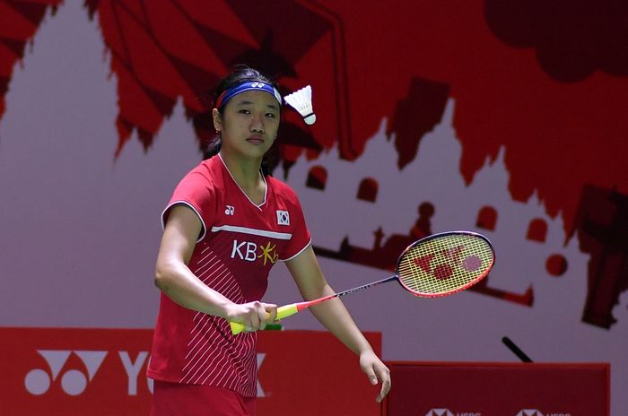 Tunggal putri asal Korea Selatan, An Se-young, saat tampil pada babak kesatu BWF World Tour of Finals 2021 di Bali International Convention Centre, Nusa Dua, Bali, Rabu (1/12/2021).