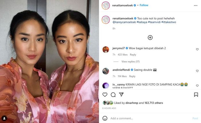 Renatta Moeloek dan kakaknya, Kareyca Moeloek dibilang mirip