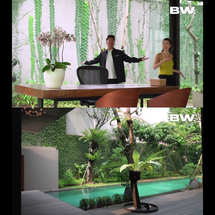 Teras dan kolam renang di rumah artis Christie.