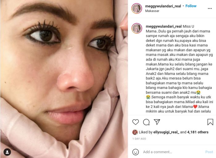 Unggahan Meggy Wulandari (Instagram/meggywulandari_real)