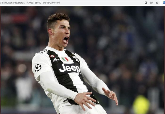 Cristiano Ronaldo merayakan gol ke gawang Atletico Madrid saat masih berseragam Juventus pada babak 16 besar Liga Champions 2018-2019.