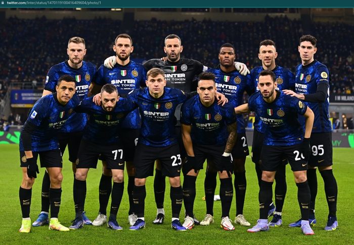 Skuad Inter Milan saat menjamu Cagliari dalam lanjutan Liga Italia 2021-2022.