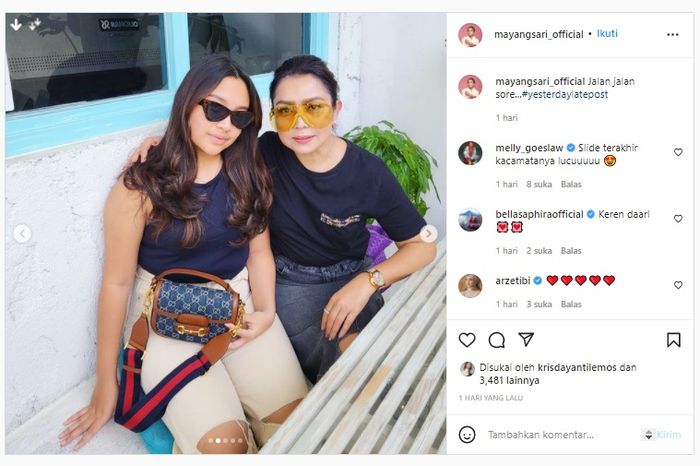 Penampilan kece <a href='https://manado.tribunnews.com/tag/khirani-trihatmodjo' title='Khirani Trihatmodjo'>Khirani Trihatmodjo</a> dan <a href='https://manado.tribunnews.com/tag/mayangsari' title='Mayangsari'>Mayangsari</a> saat jalan-jalan.