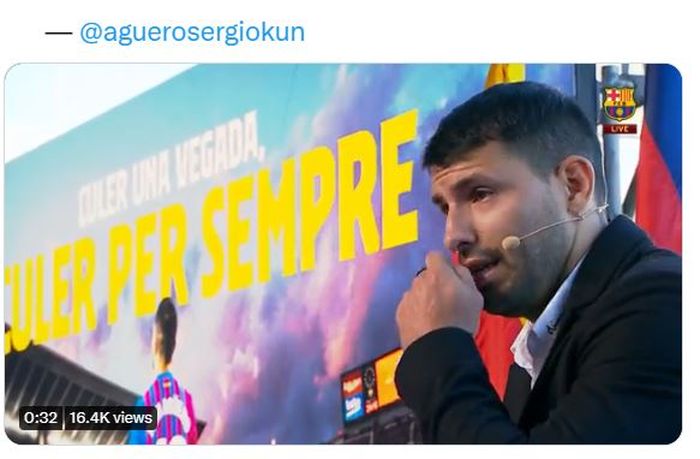 Sergio Aguero mengumumkan pensiun sebagai pesepak bola bersama Barcelona, Rabu (15/12/2021).