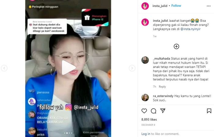 Unggahan akun gosip