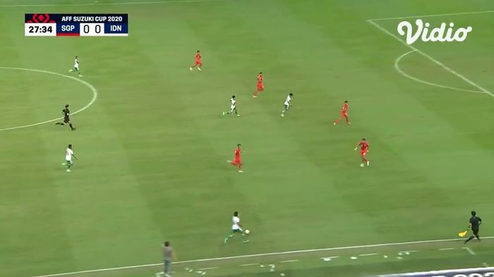 Proses gol timnas Indonesia ke gawang Singapura (22/12/2021).