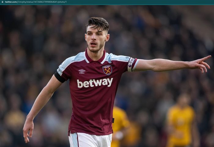 Gelandang bertahan West Ham United, Declan Rice, menjadi incaran Arsenal.