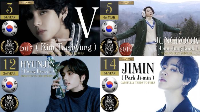 Kolase foto idol K-Pop pria yang masuk dalam daftar pria tertampan versi TC Candler.