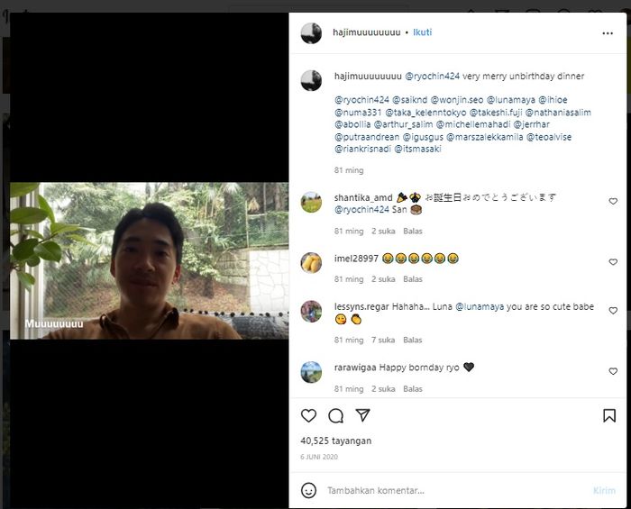 Hajimu beri ucapan selamat ulang tahun kepada Ryochin.