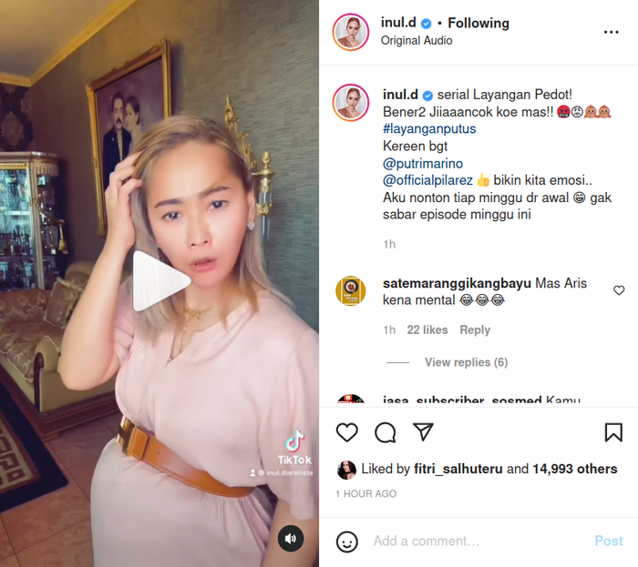 Kekesalan Inul lihat serial Layangan Putus