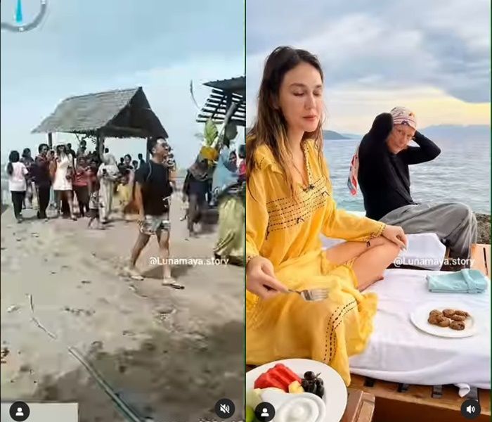 Luna Maya dan ibunya serta sosok pria lain yang diduga pacar baru sang artis