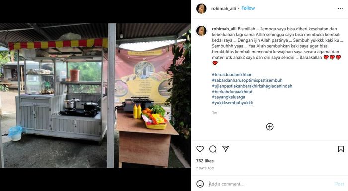 Kondisi Rohimah setelah cerai dari Kiwil harus berjuang jualan di warung (Instagram/rohimah_alli)