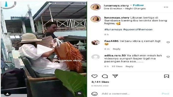 Luna Maya dengan seorang pria di Sumbawa