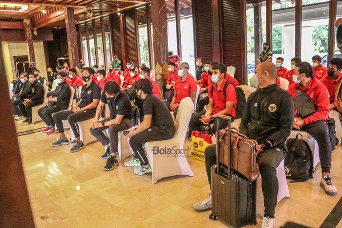 Skuat timnas Indonesia sudah tiba di Hotel Sultan, Senayan, Jakarta, 2 Januari 2022.