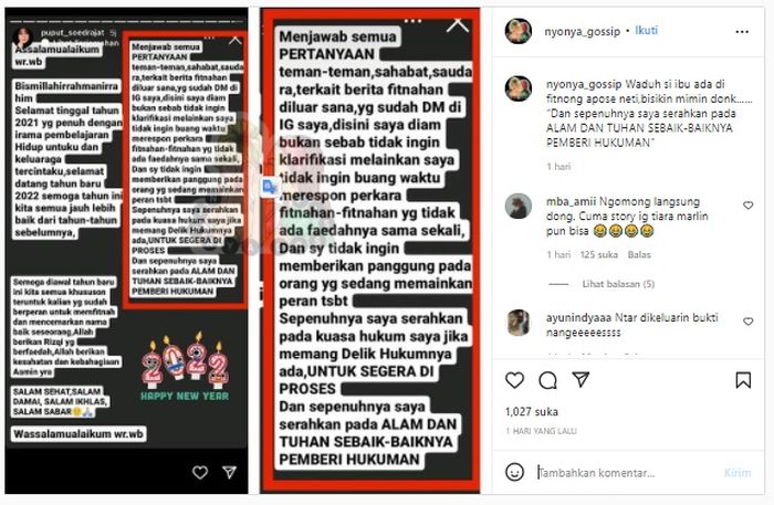 Instagram @nyonya_gossip
Klarifikasi Puput Soedrajat