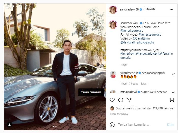 Harvey Moeis jadi brand ambassador mobil Ferrari Roma