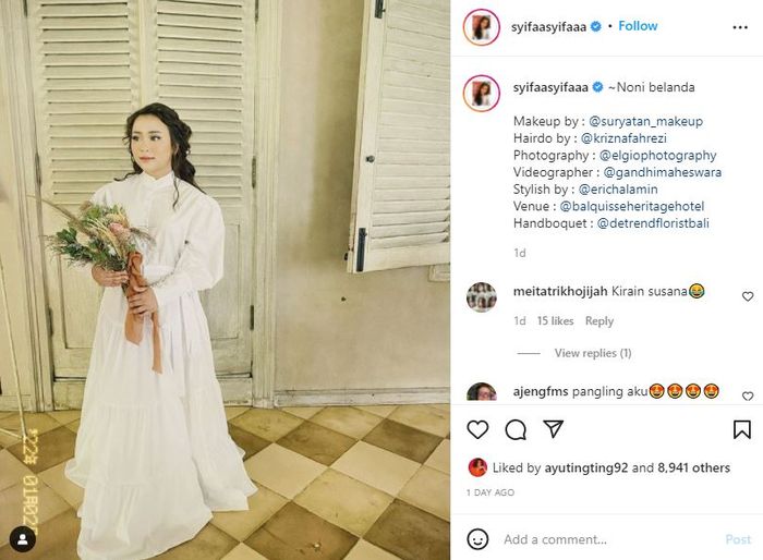 Foto pre-wedding Syifa mengusung tema ala-ala jaman Belanda