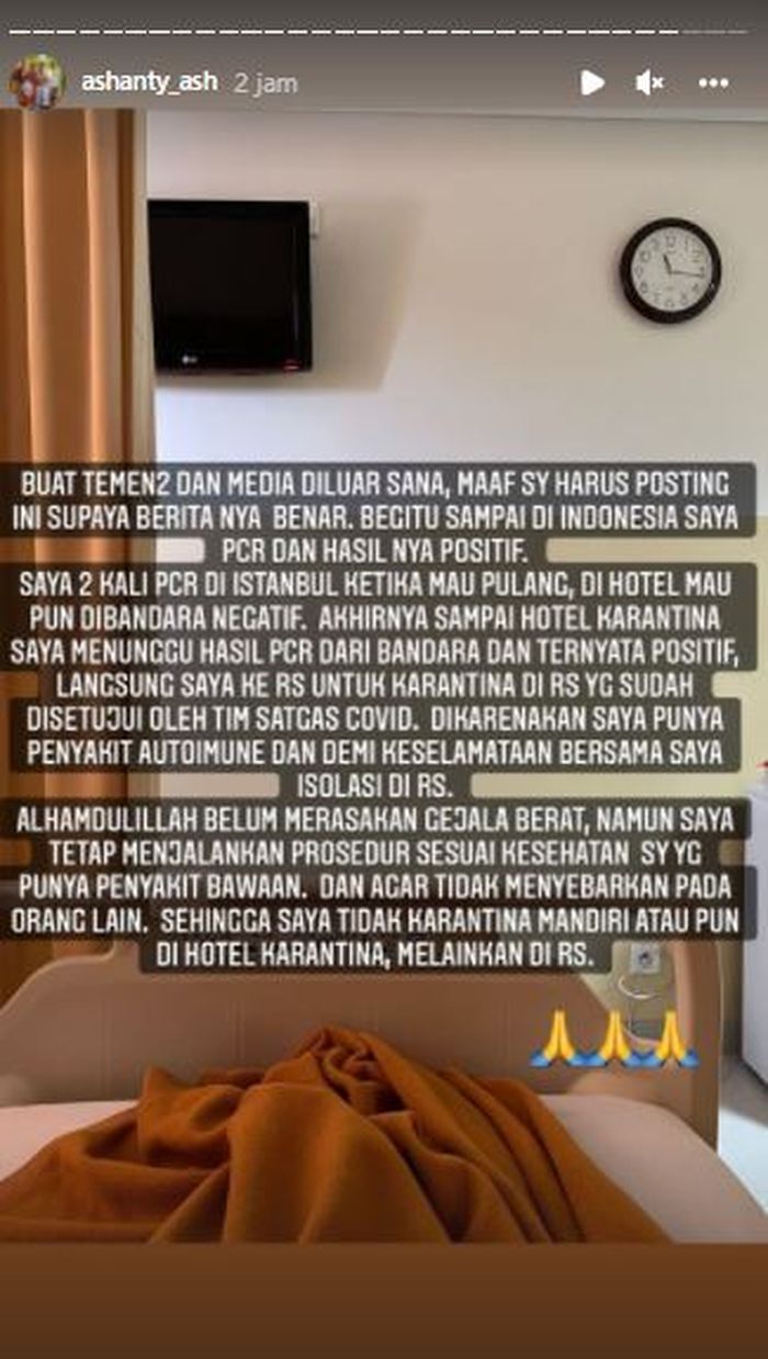 Ashanty bagikan kondisinya setelah positif covid-19