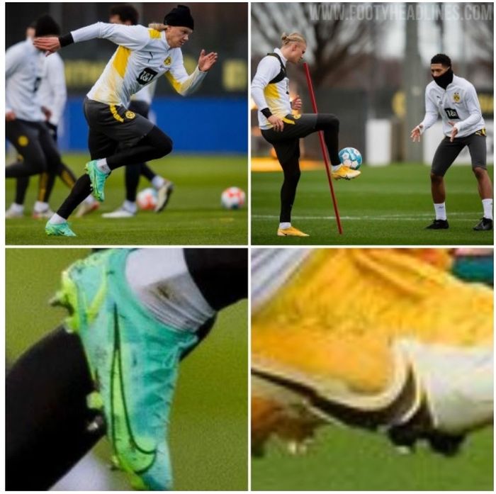 Sepatu yang digunakan Erling Haaland dalam latihan bersama Borussia Dortmund.