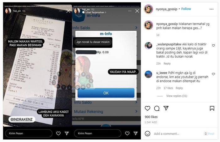 Tanggapan Fuji saat dibilang norak usai pamer nota makan siang mewah