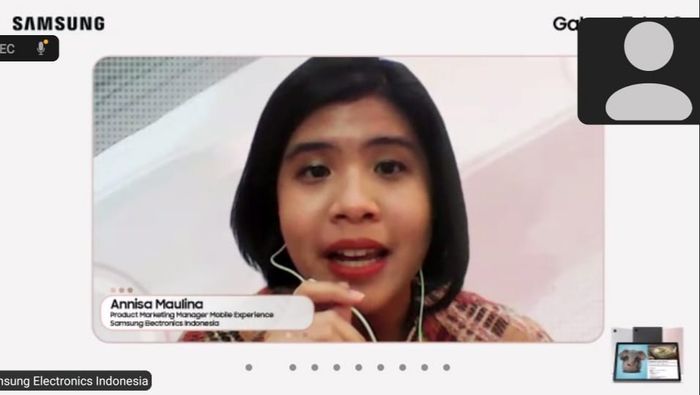 Annisa Maulina, Product Marketing Manager Mobile Experience at Samsung Electronics Indonesia in a virtual Q&A Season Media session, Friday (21/1/2022).