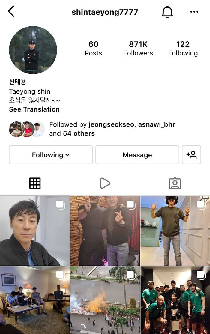 Tangkap layar Instagram pribadi Shin Tae-yong yang terus mengalami peningkatan pengikut.