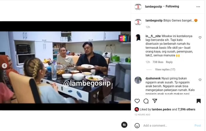 Ivan Gunawan menyuruh Bilqis belajar cuci piring.