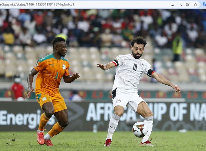 Aksi bintang Liverpool, Mohamed Salah, saat membela timnas Mesir pada ajang Piala Afrika 2021.