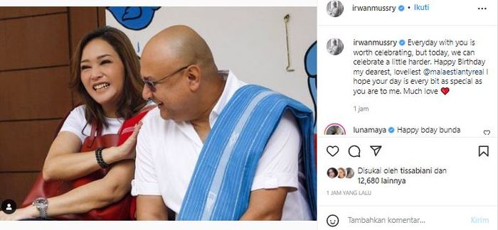 Irwan Mussry beri ucapan manis di hari ulang tahun Maia Estianty