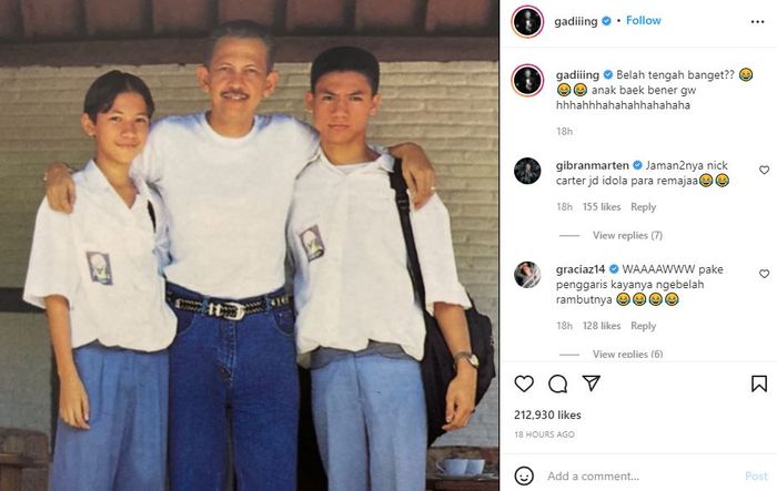 Paras jadul Gading Marten semasa SMA