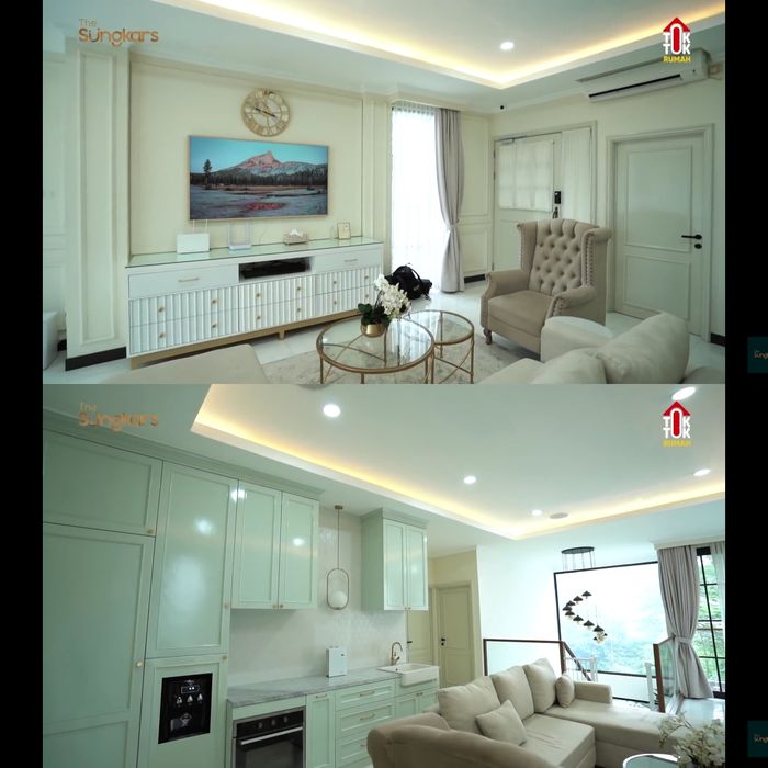 Ruang tamu di rumah artis Fitri Tropica.