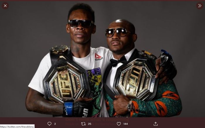 Juara kelas menengah Israel Adesanya dan juara kelas welter Kamaru Usman pada UFC. Keduanya saling menaruh respek karena sama-sama berasal dari Nigeria. 