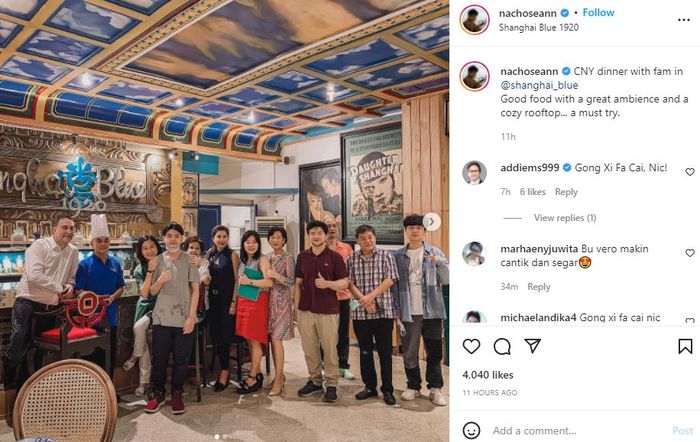 Gaya sederhana Veronica Tan saat dinner malam tahun baru Imlek 2022