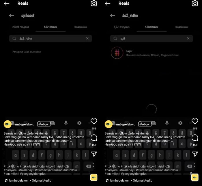 Ridho DA dan Syifa Aisyah saling unfollow Instagram