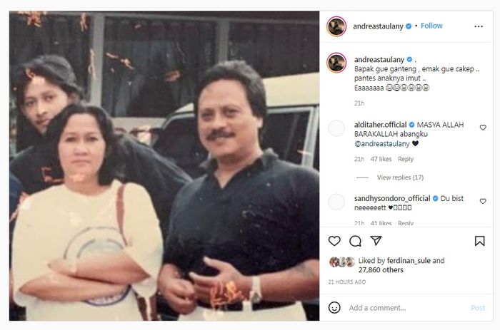 Foto orang tua Andre Taulany