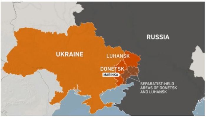 Kota Marinka, terletak di Donbas, wilayah yang kini dikuasai separatis pro-Rusia dan malah tidak diurusi Ukraina maupun Rusia