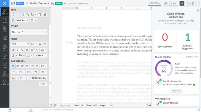 Ilustrasi aplikasi alternatif MS Word, Zoho Writer