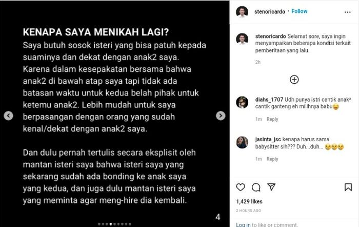 Klarifikasi Steno Ricardo