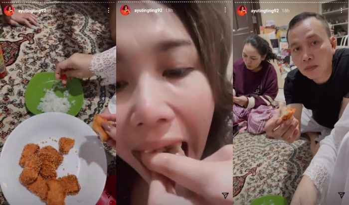 Keluarga Ayu Ting Ting makan berlima sepiring