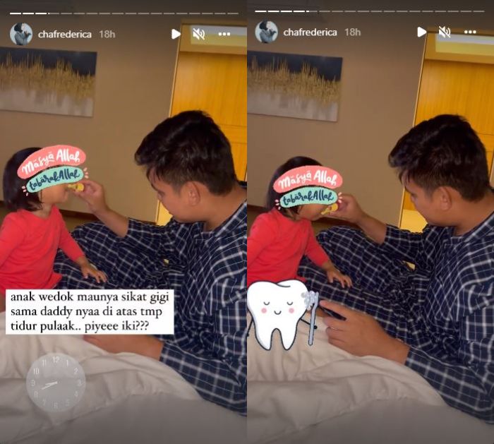 Dico Ganinduto dampingi anaknya menyikat gigi