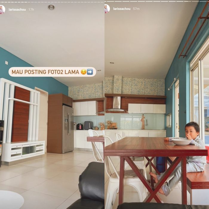 Foto ruang tamu dan dapur rumah Larissa