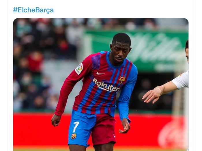 Ousmane Dembele turun pada laga Elche-Barcelona dalam lanjutan Liga Spanyol, Minggu (6/3/2022)