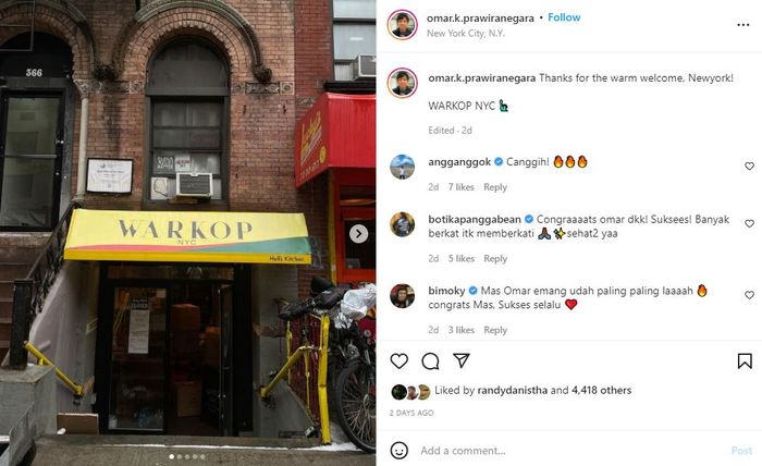 Pemilik warkop NYC, Omar, sukses buka warung khas Indonesia di New York